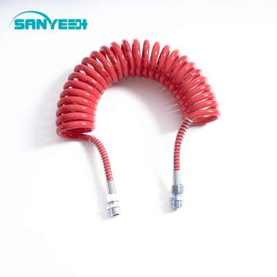 PU suzi hose and yellow pneumatic flexible suzi coils spring air brake hose for truck and trailer with spring jacket PU hoses