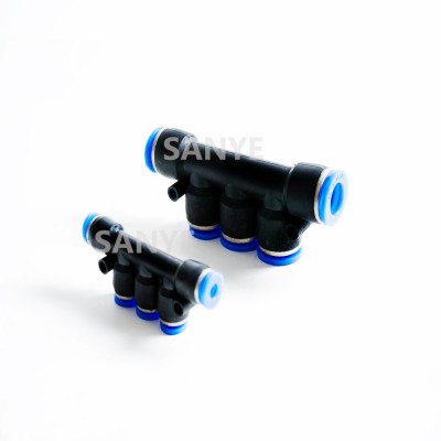 Factory 8mm Pipe Fitting Replacement 5 Way Pneumatic Parts Push-to-Connect Nylon One Touch Fitting