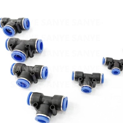 HPE Plastic material 3 WAY T-type push-in tee quick connecting air tube pneumatic fittings